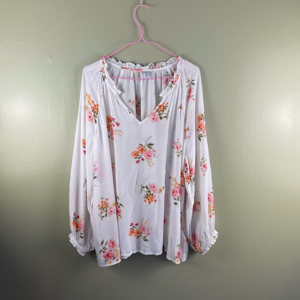 Old Navy floral ruffle neck popover v-neck dress